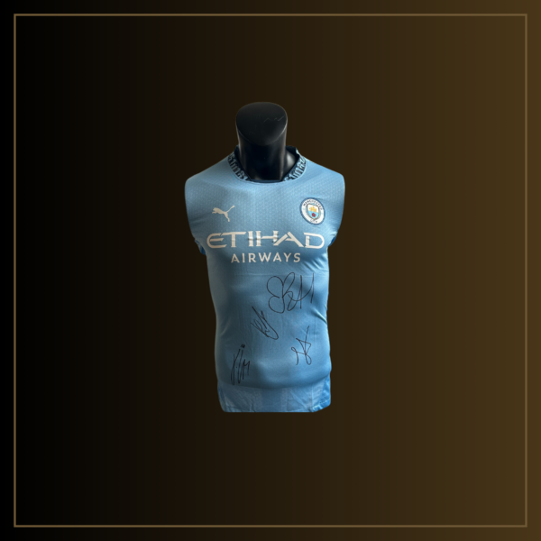 Julián Álvarez, Kevin De Bruyne, Jack Grealish, Erling Haaland Signiertes Manchester City 2024-25 Heimtrikot