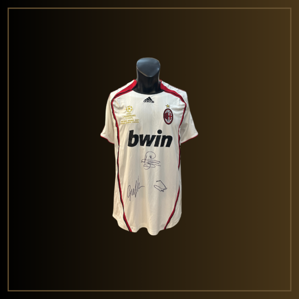 Paolo Maldini, Clarence Seedorf, Andrea Pirlo Signiertes AC Milan 2006-07 UCL Finale Trikot
