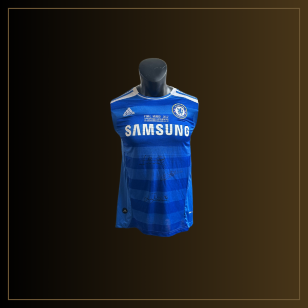 Frank Lampard, Didier Drogba, John Terry Signiertes Chelsea 2011-12 UCL Finale Trikot