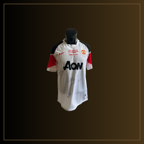 Antonio Valencia, Ryan Giggs, Nani Signiertes Manchester United 2010-11 UCL Finale Trikot