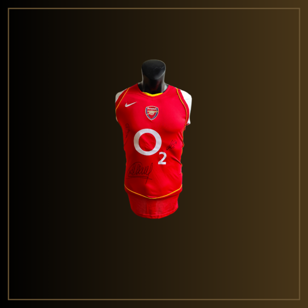 Thierry Henry, Sol Campbell, Patrick Vieira Signiertes Arsenal 2004-05 Heimtrikot