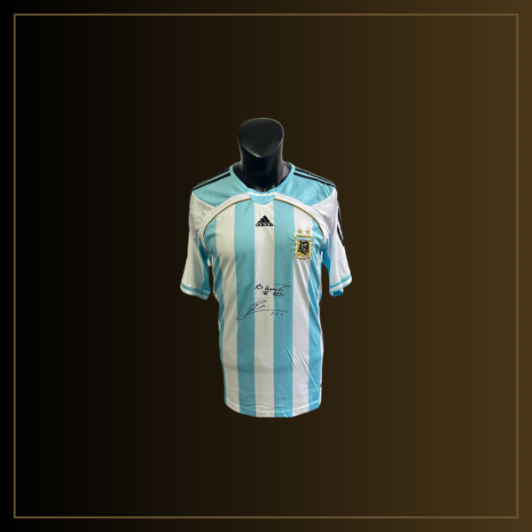Lionel Messi, Sergio Agüero Signiertes 2006 Argentinien Heimtrikot