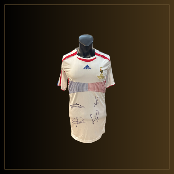 Zinedine Zidane, Patrice Evra, Patrick Vieira, Franck Ribéry Signiertes Frankreich 2006 World Cup Finale Trikot