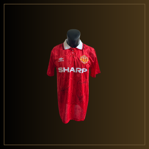 Eric Cantona, Paul Scholes, Ryan Giggs Signiertes Manchester United 1993-94 Heimtrikot